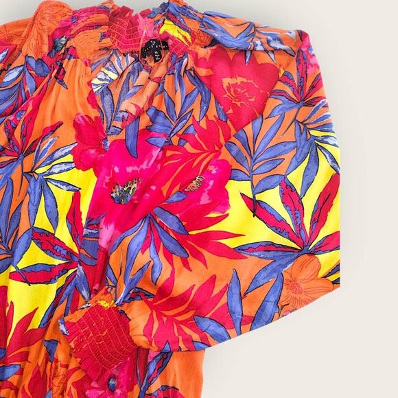 Tracy Evans Womens‎ Top Sz XL V-Neck Long Sleeve Blouse Floral Tropical Resort - Picture 12 of 16